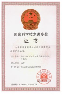 年产100万吨钾肥生产技术开发及产业化－国家科技进步二等奖